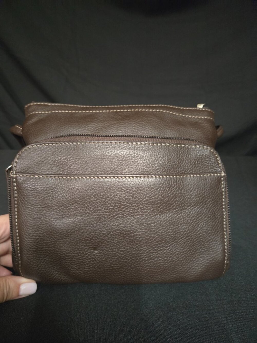 NWT Tignanello Brown Genuine Leather Multi Pocket Organizer Crossbody Bag - Picture 3 of 6